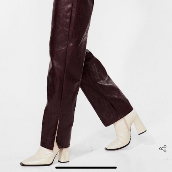 Nasty Gal Faux Croc Leather Pants - Picture 1 of 4